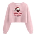 thumbnail image 2 of Lopecy-Sta Women's Christmas Holiday Graphic Crop Top Sweatshirt, "Holiday Cheer Poured Here" Loose Casual Crewneck Long Sleeve Pullover Top for Women Pink L, 2 of 5
