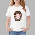 thumbnail image 1 of Blusas y camisas de manga corta con cuello redondo para niños Camiseta de verano de manga corta estampada para niñas Jersey elegante de cuello redondo para niños Top de algodón, 1 of 6