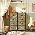 thumbnail image 6 of 4 Drawer Vertical Storage Dresser Vintage English Floral cute butterfly Coloured with Wood Top Fabric Pull Drawers, 6 of 8