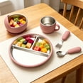 thumbnail image 5 of Lunxisen 1 Pcs Stainless Steel Suction Cup Fork And Spoon Set Toddler Self Feeding Utensils Non Silicone Suction Plate For Mealtime, 5 of 8