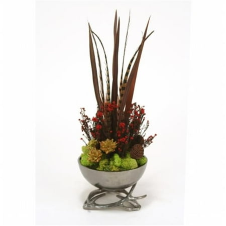- Distinctive Designs 4803 Feathers Pods Plumosum Phylica & Feathers in Black Nickel Horn Bowl or Horn Base
