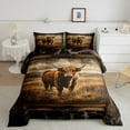 thumbnail image 2 of Manfei Kawaii Highland Cattle Full Size Comforter Sets,Rustic Cowhide Bedding Comforter Set,Western Farm Bedding Sets For Teens,Luxury Bedroom Decor Reversible,3pcs, 2 of 8