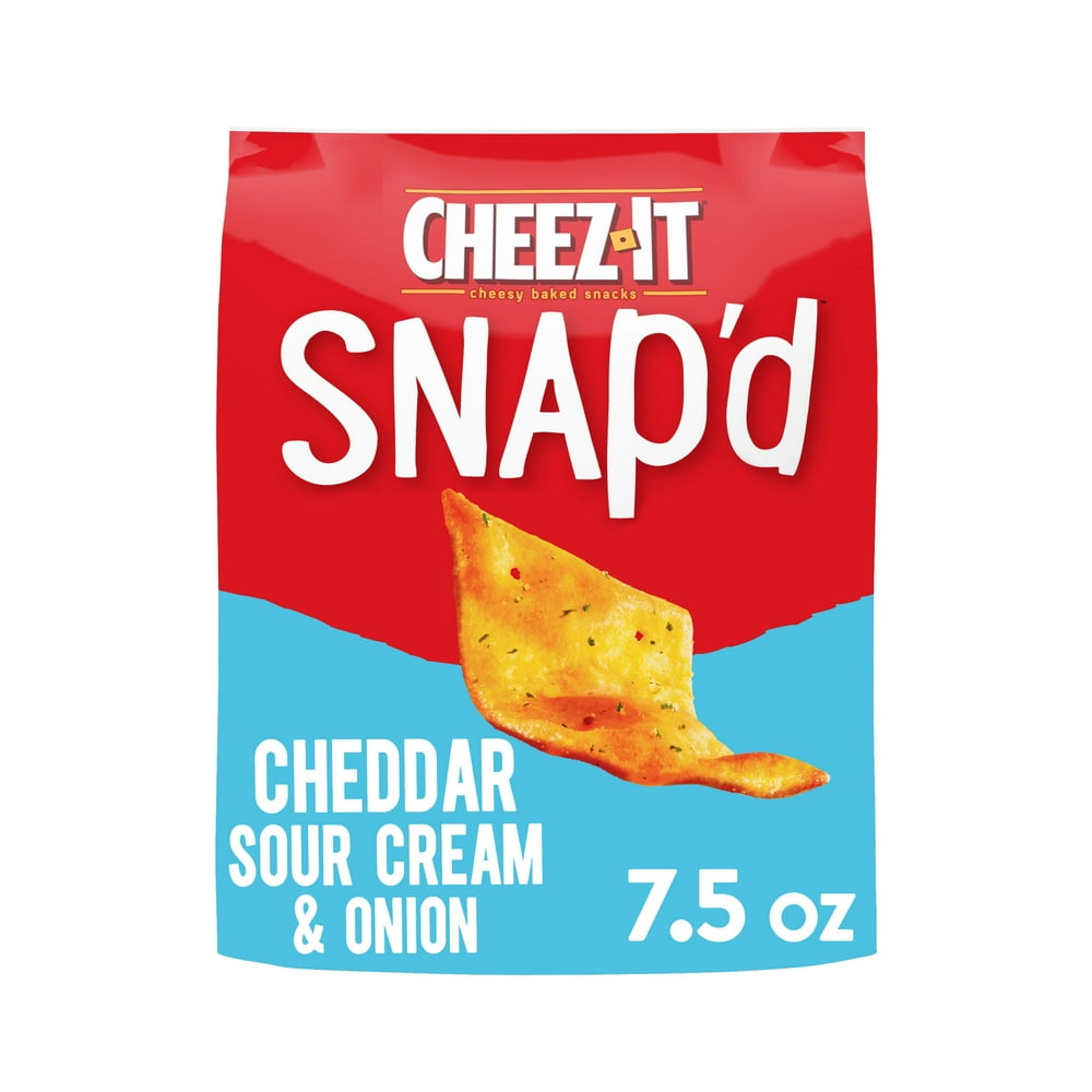 CheezIt Snap'd Cheese Cracker Chips, Thin Crisps, Lunch Snacks, Cheddar Sour Cream Onion, 7.5oz