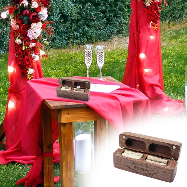 Ovzne Portable Wooden Walnut Proposal Diamond Ring Storage Box On Clearance