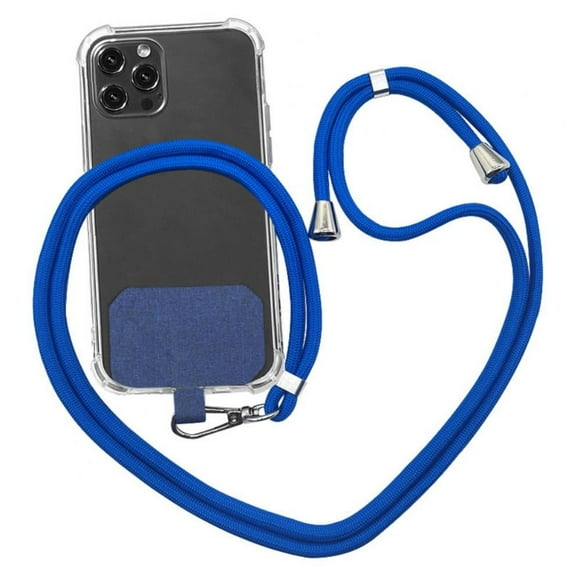 Cordón para teléfono celular Enlightened - Soporte universal para el cuello con bolsillo para tarjetas y correa de silicona - Compatible con la mayoría de los teléfonos inteligentes, azul