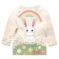 thumbnail image 5 of Easter Outfits for Girls 3/4 Sleeve Easter Day Print Bunny Egg Round Neck Bottom Shirt Kids 3-13Y Multicolor 9-10 Years, 5 of 5