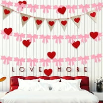 Felt Bow Garland Set of 2, 10 Feet Long Party Banner with Bows, Valentine's Day Wedding Wall Decor, Christmas Tree Hanging Decoration, DIY Festive Banner for Home Party