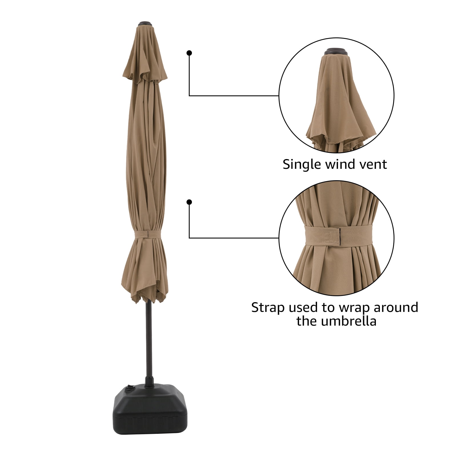 COBANA 11ft Patio Umbrella with Base Included, Large Outdoor Market Umbrella with Stand for Garden, Deck, Backyard, Porch, Beige