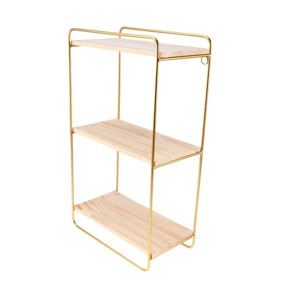 HEMOTON Wall Mounted Bookshelf Hallway Golden Racks