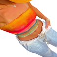 thumbnail image 3 of Women Wrap Chest Tube Tops Print Boat Neck Strapless Tank Tops Summer Backless Bandeau Crop Tops, 3 of 7