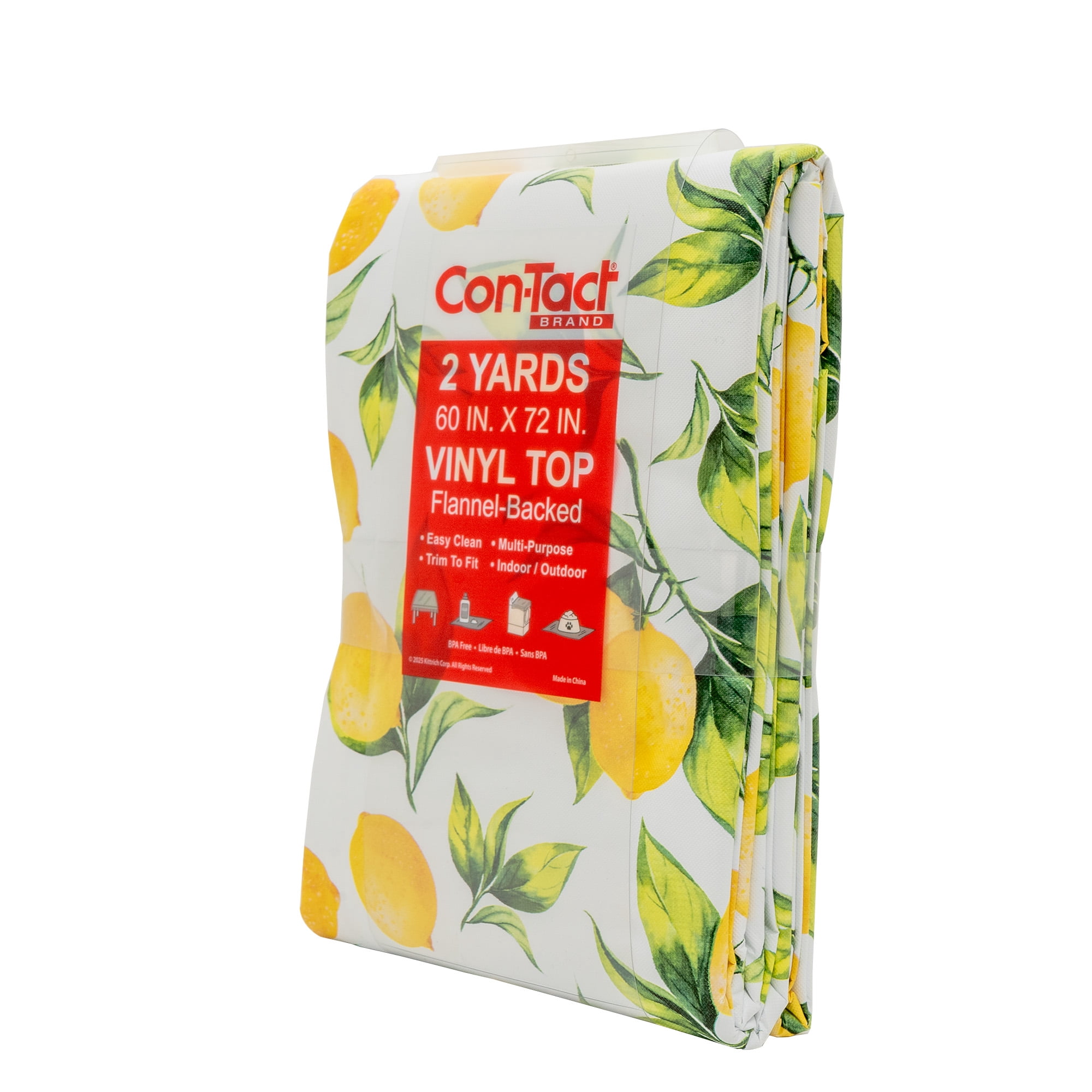 Con-Tact Brand Yard Goods Vinyl Fabric with Flannel Backing, Pre-Cut Fruits & Lemons, 60 in. x 72 in.
