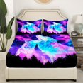 thumbnail image 4 of Neon Wolf Sheet Set 3D Wolves Printed Sheets Bedroom Decor, Moon Constellation Bed Sheets Set Full Size Wolves Glitter Galaxy Star Top Fitted Sheet with 2 Pillow Cases, 4 of 5