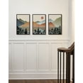 thumbnail image 4 of SHENIFY Watercolor Mountain Wall Art 16x24in3pcs Black Framed Nature Laker Landscape Painting Sun Rises Boho Farmhouse Rustic Room Decor, 4 of 7
