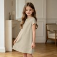 thumbnail image 6 of Grblisyd Dresses for Girls Kids Casual Crewneck Loose Short Sleeve Dress Solid Color Midi Dress 10-12 Years, 6 of 6