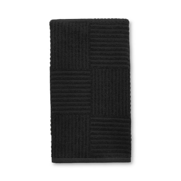 Mainstays Rich Black Cotton Sculpted-Rib Weave Kitchen Towel
