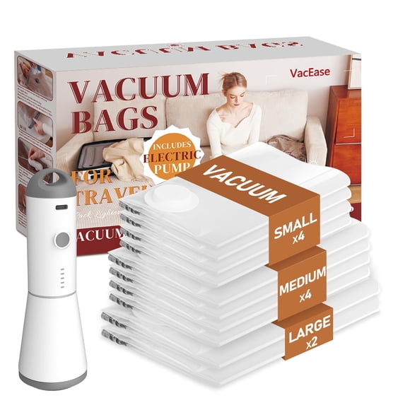 Paquete de 10 bolsas de almacenamiento al vacío Vacbird con bomba inalámbrica