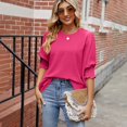 thumbnail image 2 of Shirts for Women Plus Size Shirts for Women Women's Casual Loose Fit Plus Size Round Neck 3/4 Sleeve Pullover Top Comfortable Breathable Blouse for Everyday Wear, 2 of 5