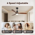 thumbnail image 4 of Sofucor 52 Inch Brown Black Modern Outdoor Indoor Farmhouse 3-Blade Ceiling Fan with Lights and Remote, 4 of 11
