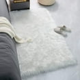thumbnail image 3 of YJ.GWL Fluffy Faux Sheepskin Plush Area Rug Soft Fuzzy Rugs Floor Carpet for Bedroom Living Room,3'x 5',White, 3 of 7