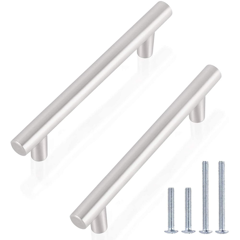 10 Pack 3 Inch/76mm Hole Centers Cabinet Pulls Brushed Nickel/Modern T Stainless Steel Cabinet Pulls 3 Inch