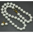 thumbnail image 6 of White 10mm Simulated Faux Pearl Necklace Hand Knotted Strand 18" Inch Stud Earring, 6 of 6