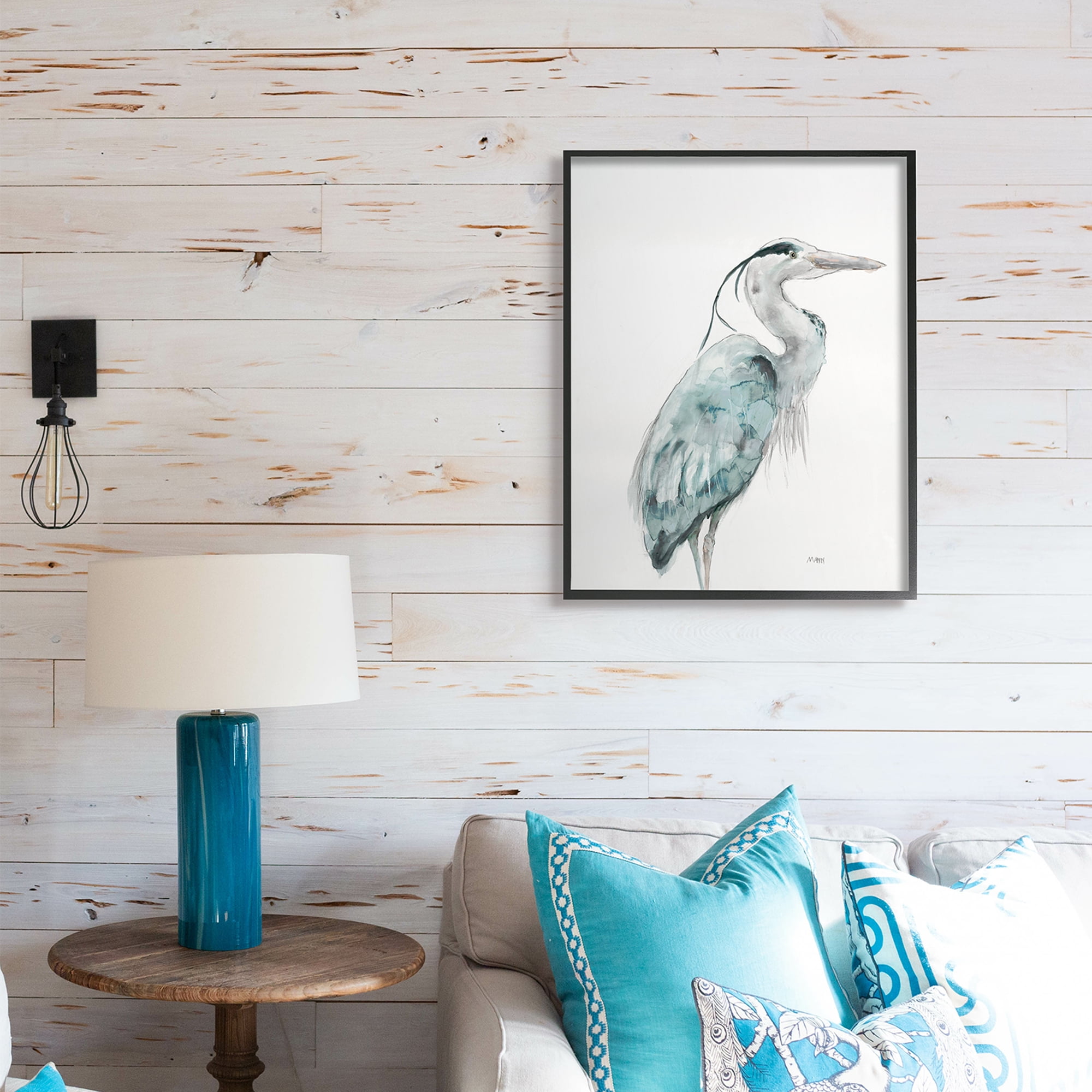 Stupell Industries Watercolor Crane Soft Blue Tones Aquatic Bird,24 x 30,Designed by Patti Mann