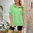 thumbnail image 5 of MEZZALL Women Solid Color Hoodies Sweatshirts Loose Zipper Pockets Short Sleeved Tops Basic Daily Outdoor Boho Travel, 5 of 8