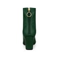 thumbnail image 2 of Unique Bargains Women's Pointy Toe Back Zip Block Heel Ankle Boots Green (Size 6), 2 of 7