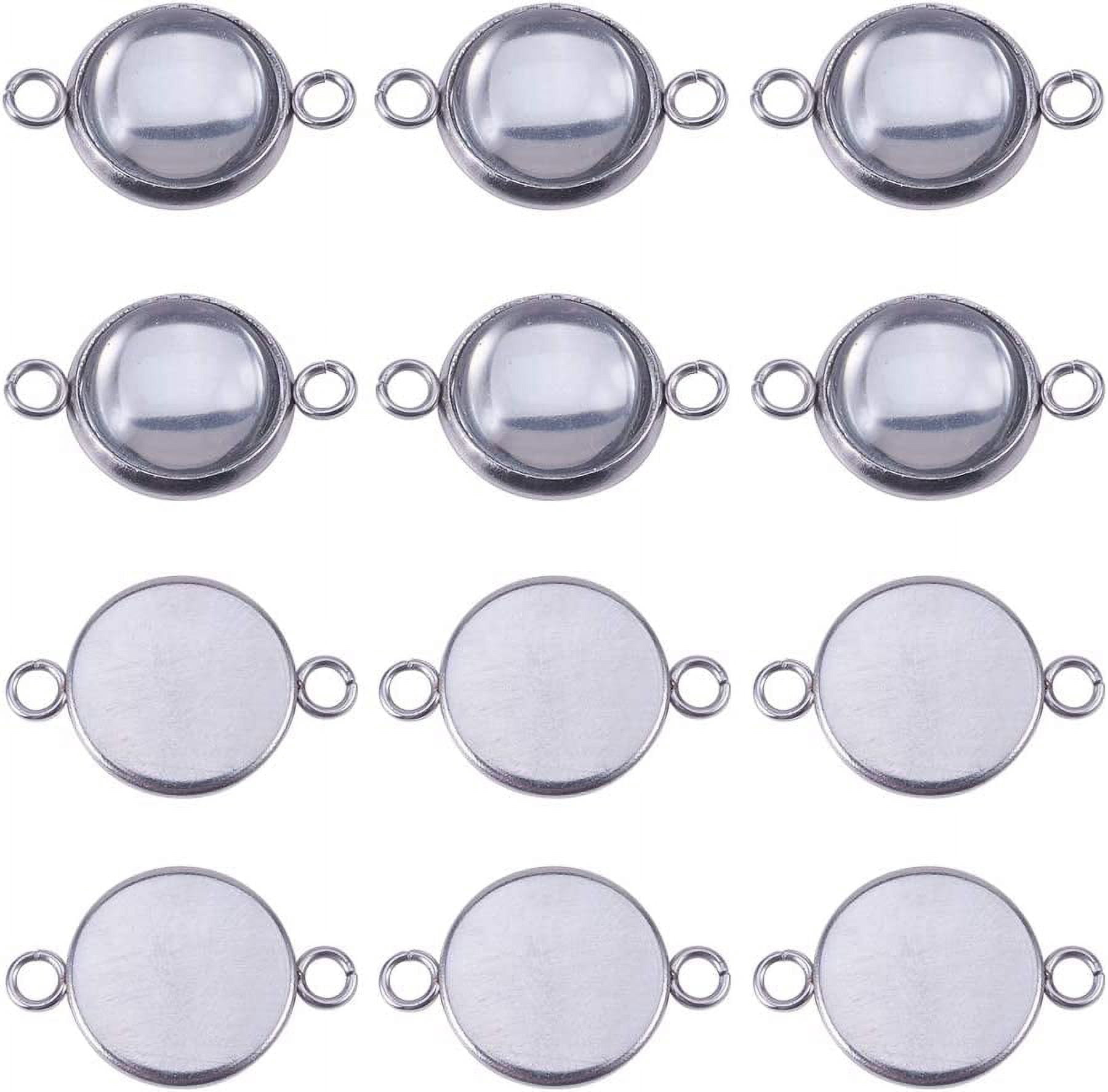 DIY Cabochon Settings Making with Alloy Findings and Glass Cabochons Clear Mixed Color 29.5x25.5x2mm