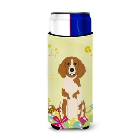 

Carolines Treasures BB6072MUK Easter Eggs Brittany Spaniel Michelob Ultra Hugger for Slim Cans
