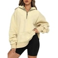thumbnail image 1 of Sudaderas con capucha para mujer con media cremallera, sudaderas de gran tamaño, trajes de moda de otoño, ropa Y2k, camisetas de manga larga de color sólido, 1 of 2