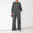 thumbnail image 6 of Women 2 Piece Outfits Fall Sweatsuits Crewneck Sweatshirt Wide Leg Sweatpants Lounge Sets Tracksuit, 6 of 7