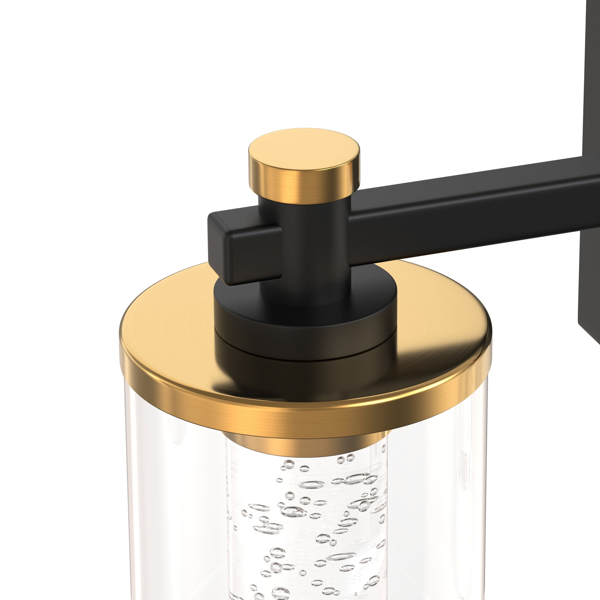 YANSUN 19.7 in Modern 3-Light Black and Gold Crystal LED Vanity Light with Clear Glass Shades, 3CCT Lighting for Bathroom, Powder Room, Vanity Table