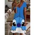 thumbnail image 5 of Vestido elegante informal con cuello en V y largo hasta la rodilla con estampado de Lilo y Stitch de Disney para mujer de verano Y2K 2024, 5 of 5