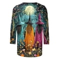 thumbnail image 4 of VKOYWKM Halloween Shirts for Women 3/4 Sleeve Witch Graphic T Shirts Loose Fit Crew Neck T-Shirts Halloween Costumes, 4 of 5