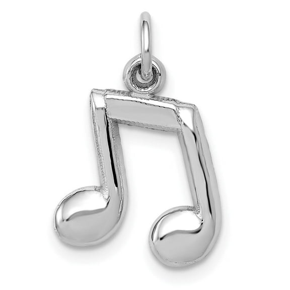 Auriga Fine Jewelry 14K White Gold Polished Musical Note Charm Pendant for Women (L-20 mm, W-12 mm)