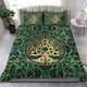 thumbnail image 1 of Juego de cama Vikingo Árbol de la Vida con Triquetra Juego de cama de malaquita y oro, 1 of 5