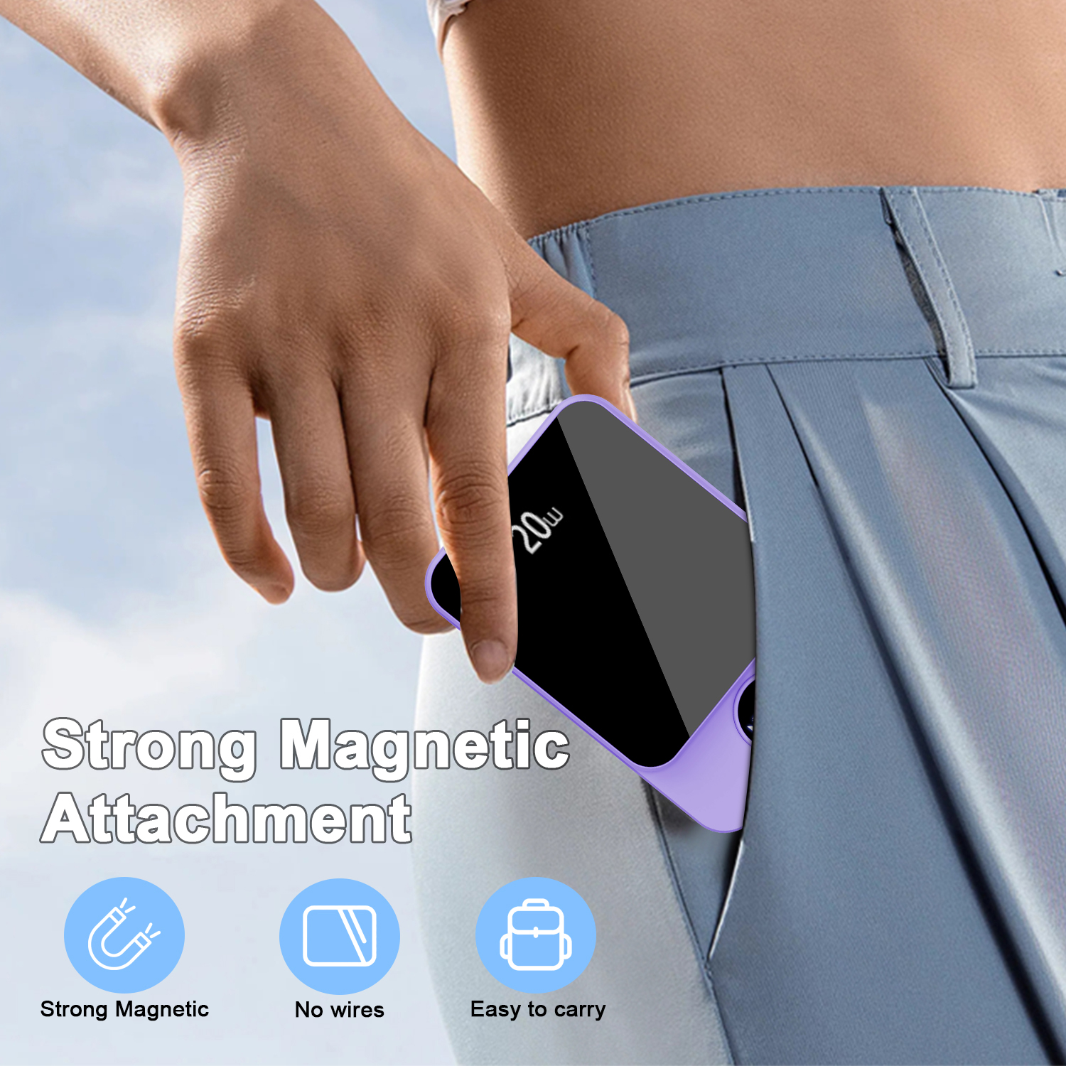 Btootos 10000mAh Magnetic Wireless Power Bank with USB-C photo 3