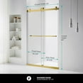 thumbnail image 3 of Fine Fixtures Frameless Shower Glass Door - Clear Double Sliding Shower Door with Tempered Glass - Shower Glass Panel Bathroom Door, Hardware Complete Kit 60" W x 80" D in Satin Brass Finish, 3 of 11