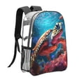thumbnail image 3 of Sikiie Colorful Ocean Sea Turtle Clear Backpack, Transparent Bookbag for School for Women Men, Capacity Clear Bag for College, Travel, 3 of 7