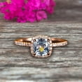 thumbnail image 3 of Cushion Cut 10K Rose Gold 1.5 Carat Aquamarine Engagement Ring, 3 of 6