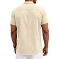 thumbnail image 4 of GrmtClth Men's Shirts Vacation Linen Top Classic Short-Sleeved Tee Dressy Button Down Blouses Collared Complexion S, 4 of 4