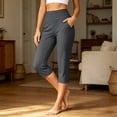 thumbnail image 6 of QTSHPN Workout Pants Women Wide Leg Capris with Pockets High Waistband Yoga Pants Breathable Stretchy for Summer Casual Wear Women Pants Dark Gray S, 6 of 6