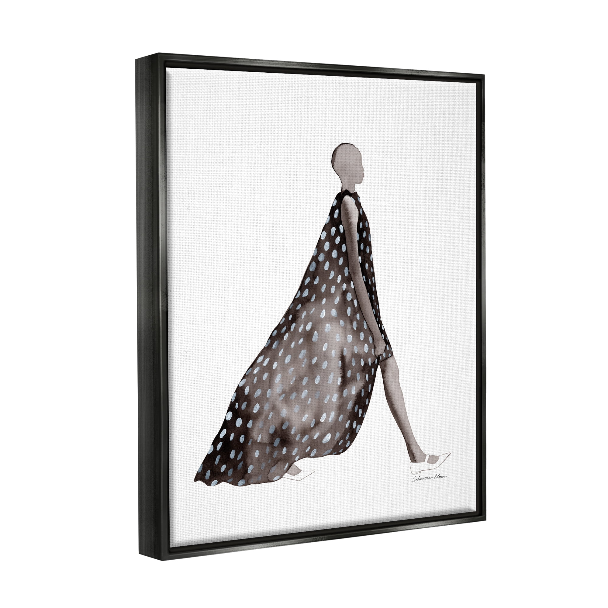 Stupell Industries Fashion Silhouette Girl Beauty & Fashion Painting Black Floater Framed Art Print Wall Art, 17 x 21