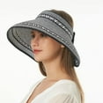 thumbnail image 2 of Women Sun Visors Foldable Straw Hats Summer Beach Packable Hat Floppy Wide Brim Cap Deep Style, Adjustable Size, 2 of 7
