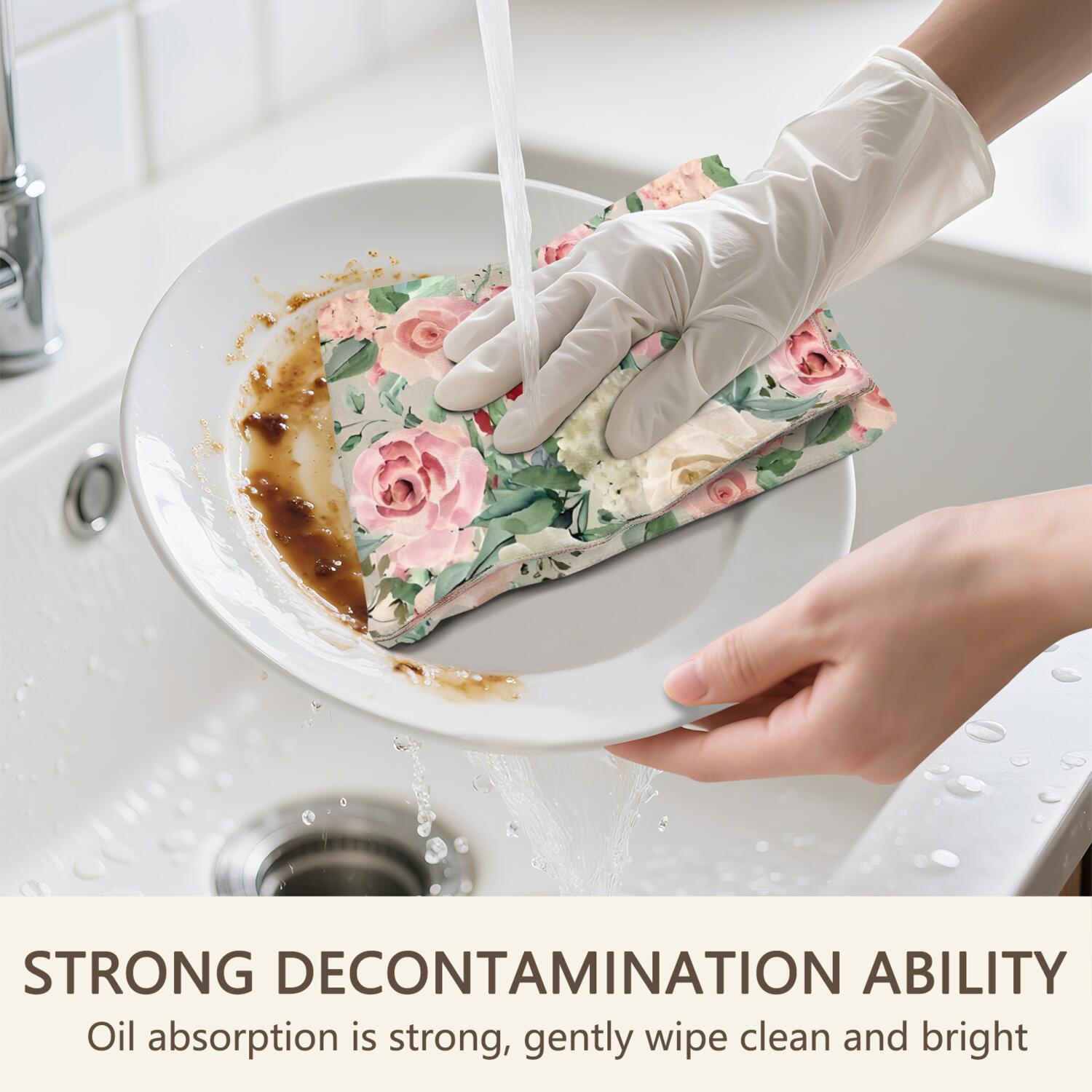 6 Pcs Funny Kitchen Towels,Pioneer Flower Floral Print Pattern Microfiber Dish Towels,Kitchen Tea Towels,Kitchen Towel Set (18" X 26")