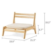 Zen Bamboo Canvas Sponge Solid Print Accent Chair with Cushion, Bamboo