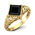 thumbnail image 2 of 1.30 Ctw Square Black Spinel Filigree 925 Sterling Silver Gold Vermeil Solitaire Valentines Day Gifts Ring, 2 of 4