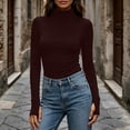 thumbnail image 5 of Chiccall Women's Turtleneck Long Sleeve Base Layer Top, Stretchy Slim Fit Thermal Shirt with Thumb Holes for Fall Winter Layering, 5 of 10