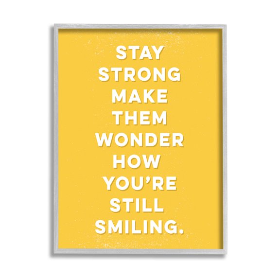 Stupell Industries Stay Strong Inspirational Phrase Graphic Art Gray Framed Art Print Wall Art, Design by K. Kaufman